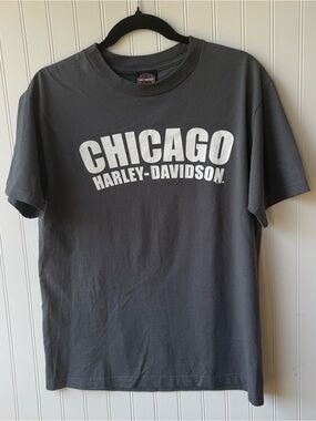 Harley-Davidson Chicago Illinois Graphic Tee Size Medium Gray Motorcycle T-Shirt
